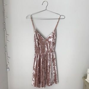 Silence and Noise Dusty Pink Strappy Velvet Romper
